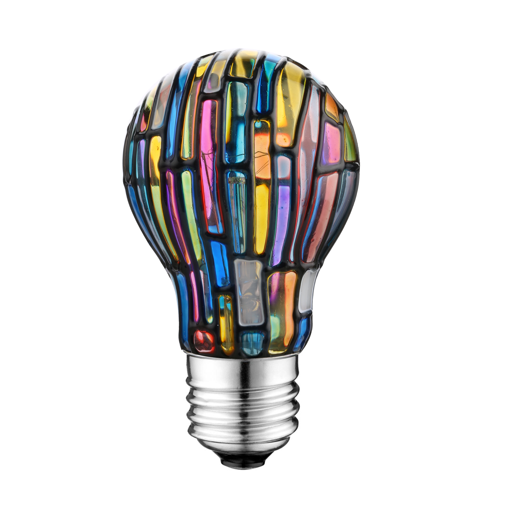 A19 LED Stained Glass Light Bulb
